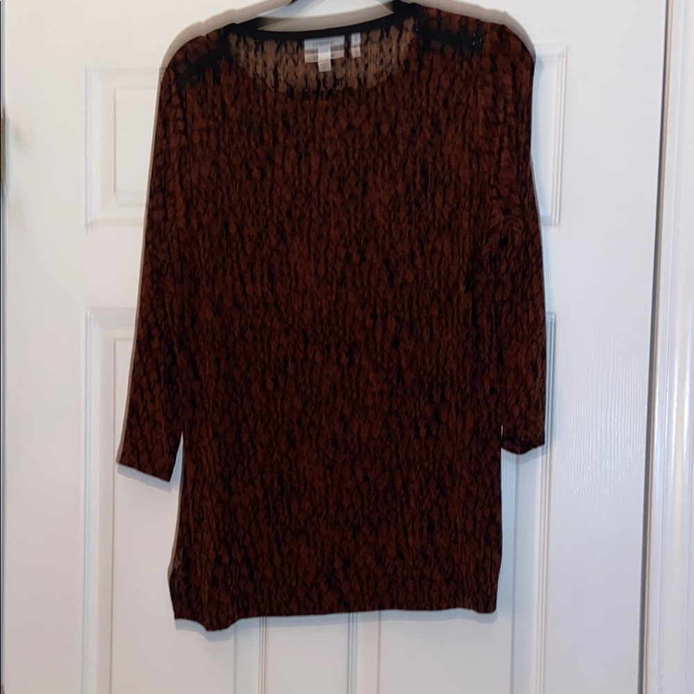 Chico's Travelers Leopard Print Top in Black and Brown